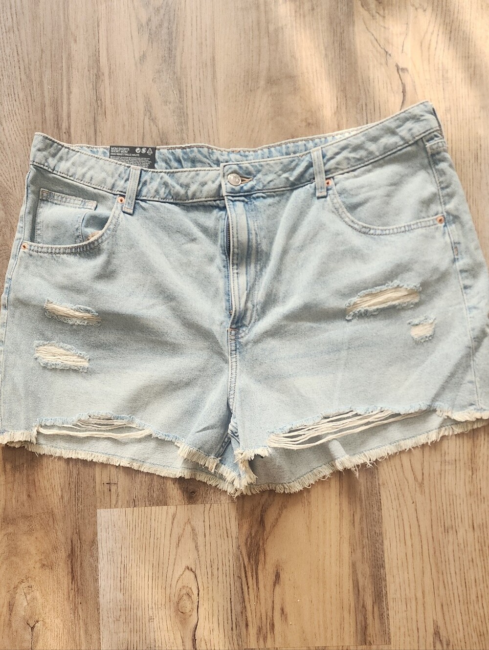 H&M Light Wash Distressed Denim Shorts